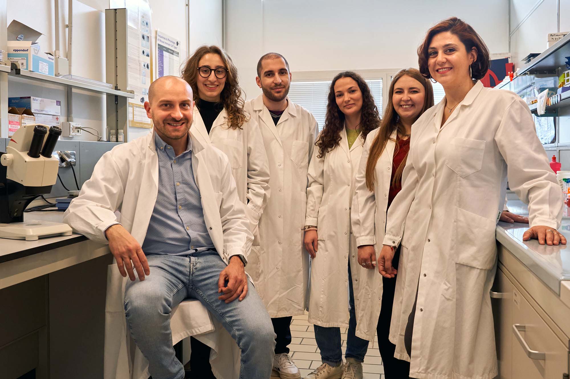 Emanuele Azzoni and Team in the lab